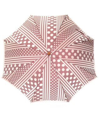 槇田商店 Kirie ドットとストライプ アンティークボルドー 長傘 ボルドー