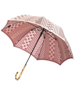 槇田商店 Kirie ドットとストライプ アンティークボルドー 長傘 ボルドー