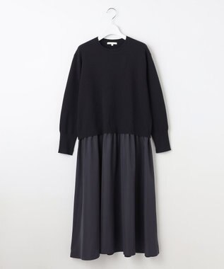 自由区 【カタログ掲載】ウールミラノ異素材 ワンピース ネイビー