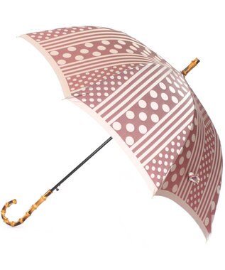 槇田商店 Kirie ドットとストライプ アンティークボルドー 長傘 ボルドー