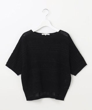 23区 S 【洗える】レーシーパターン ニット ブラック系