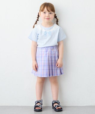 ANY KIDS チェックプリーツスカパン サックスブルー