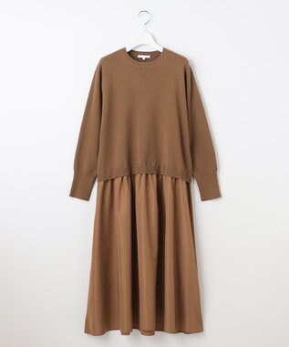 自由区 【カタログ掲載】ウールミラノ異素材 ワンピース モカ