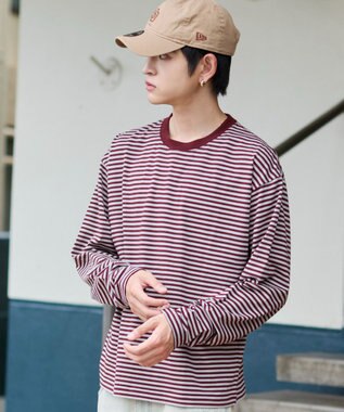 WEGO ワイドスリーブボーダーT（長袖） レッドボーダー