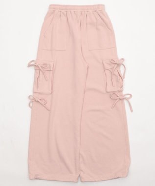 WEGO 【ウエストゴム】リボンカーゴスウェットパンツ ピンク