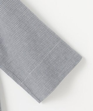 J.PRESS LADIES 【洗える】リネンminiチェック フロントピンタック シャツ ネイビー系