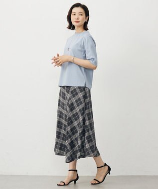 J.PRESS LADIES L 【WEB限定カラーあり・洗える】SOFT SHEER チェック フレア スカート スレートチェック系