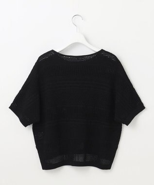 23区 S 【洗える】レーシーパターン ニット ブラック系