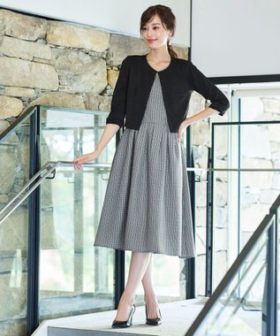 Tiaclasse 【洗える】ツイードタックワンピース オフホワイト