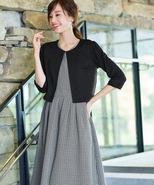 Tiaclasse 【洗える】ツイードタックワンピース オフホワイト