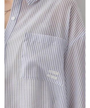 earth music&ecology 袖スリットリボンロングシャツ Navy