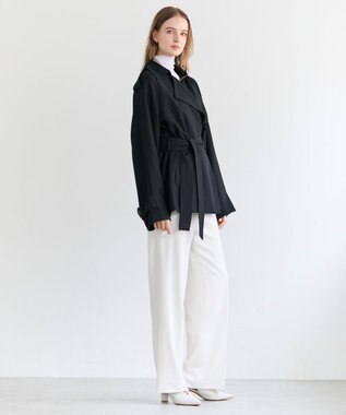 BEIGE， VESZELYITE / ラップショートトレンチコート Black