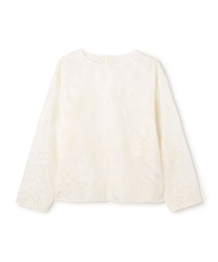 UNFILO L 【前後着用可能の2WAY仕様】ボタニカル エンブロイダリー ブラウス エクリュ