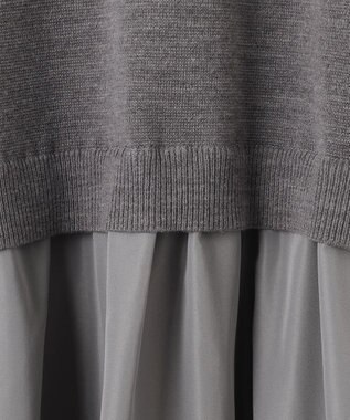 自由区 【カタログ掲載】ウールミラノ異素材 ワンピース グレー