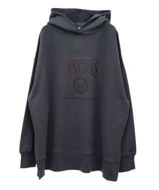 Green Parks 裏毛エンブレムパーカーチュニック Charcoal Gray