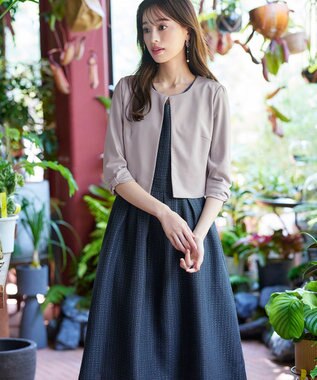 Tiaclasse 【洗える】ツイードタックワンピース ネイビー