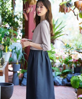 Tiaclasse 【洗える】ツイードタックワンピース ネイビー