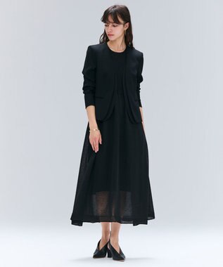 BEIGE， 【洗える・VERY NaVY 11月号掲載】CINDY / ダブルカラージャケット Black x Black