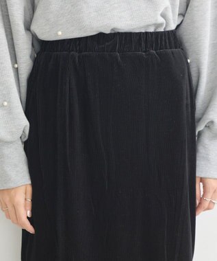 earth music&ecology ベロアプリーツスカート Black