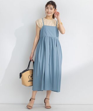 組曲 【矢野未希子さん着用】エアリーギャザー キャミソールワンピース ブルー系