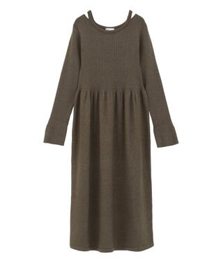 CRAFT STANDARD BOUTIQUE カットアウトニットワンピース Khaki