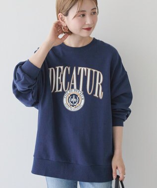 AMERICAN HOLIC カレッジロゴクラックプリント裏毛プルオーバー Navy