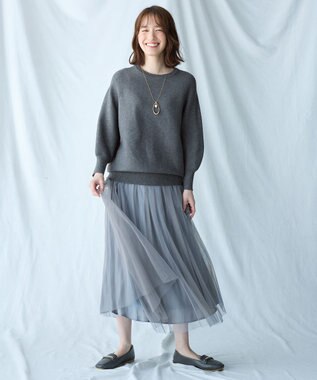 ANY L 【洗濯機可/6色展開】ラウンドネックガーターニット グレー