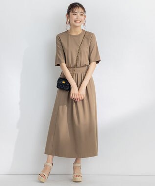 組曲 【接触冷感・洗える】美シルエットポンチ ワンピース ブラウン系