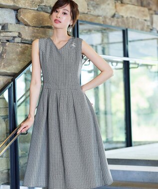 Tiaclasse 【洗える】ツイードタックワンピース オフホワイト