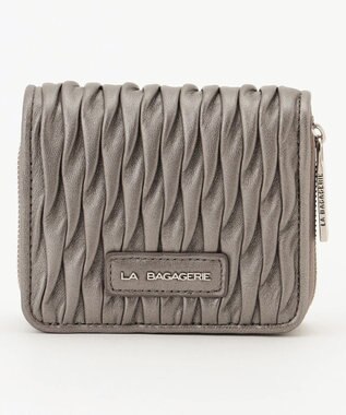 LA BAGAGERIE シープレザープリーツ加工二つ折り財布
