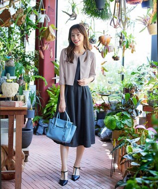 Tiaclasse 【洗える】ツイードタックワンピース ネイビー