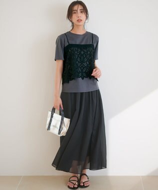 23区 S 【洗える】シアービエラ ギャザー スカート ブラック系