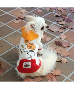 PET PARADISE スヌーピー  ペティヒート パーカー 《赤屋根柄》小型犬 白～オフホワイト