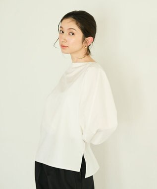 #Newans 【撥水】ボートネックリラクシーシャツ ホワイト