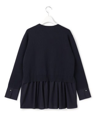 ICB レーヨンシルクストレッチブレンド ドッキングペプラムプルオーバー ネイビー