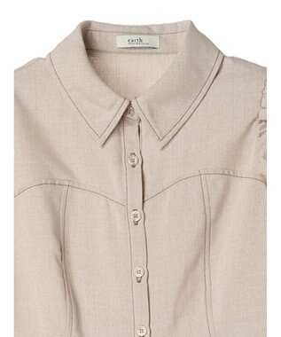 earth music&ecology 袖ドロストシャツワンピース Beige