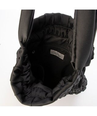 UNBILLION カシュカシュ cachecache / サテンギャザー巾着トートバッグ ブラック