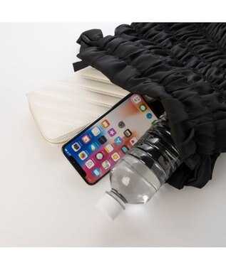 UNBILLION カシュカシュ cachecache / サテンギャザー巾着トートバッグ ブラック