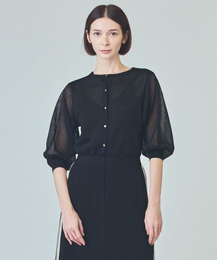 GRACE CONTINENTAL ラメシアーニットトップ ブラック