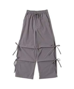 WEGO 【ウエストゴム】サイドリボンパラシュートパンツ グレー