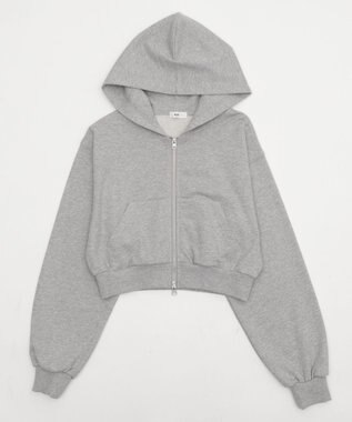 WEGO ショートZIPパーカー 杢グレー