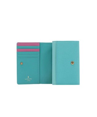 LANVIN en Bleu リュクサンブールカラー 二つ折り被せ財布 エメラルドグリーン