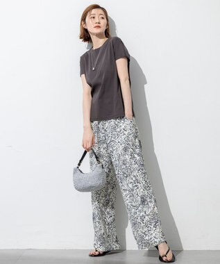 23区 【汗じみ防止/速乾性】フレンチスリーブ  IT Tシャツ ダークブラウン系