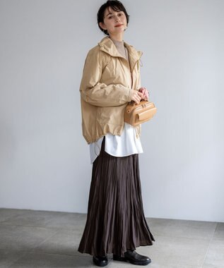 23区 L 【撥水加工】ソフトメモリータフタ スタンドネック ブルゾン ベージュ系