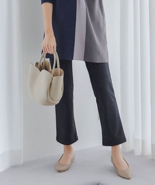 Tiaclasse L 【日本製】メランジプリント裏起毛スリムパンツ ブラック