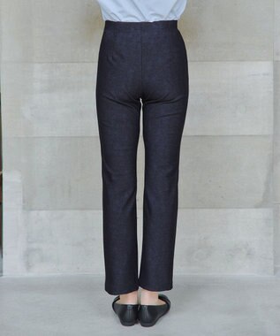 Tiaclasse L 【日本製】メランジプリント裏起毛スリムパンツ ネイビー