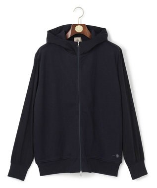 J.PRESS MEN お出かけシーンにも最適【J.PRESS PREMIUM JERSEY】ジャガードリンクス コンビパーカー ネイビー系