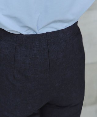 Tiaclasse L 【日本製】メランジプリント裏起毛スリムパンツ ネイビー