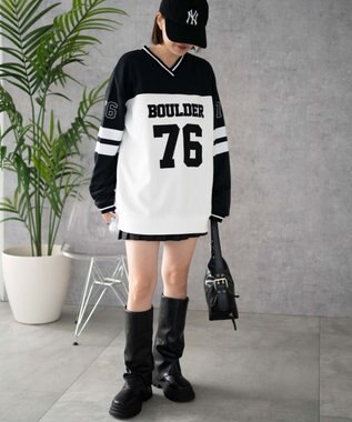 WEGO ナンバリングライン切り替えスウェット ブラックその他