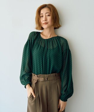 YECCA VECCA シアードットジャガードブラウス